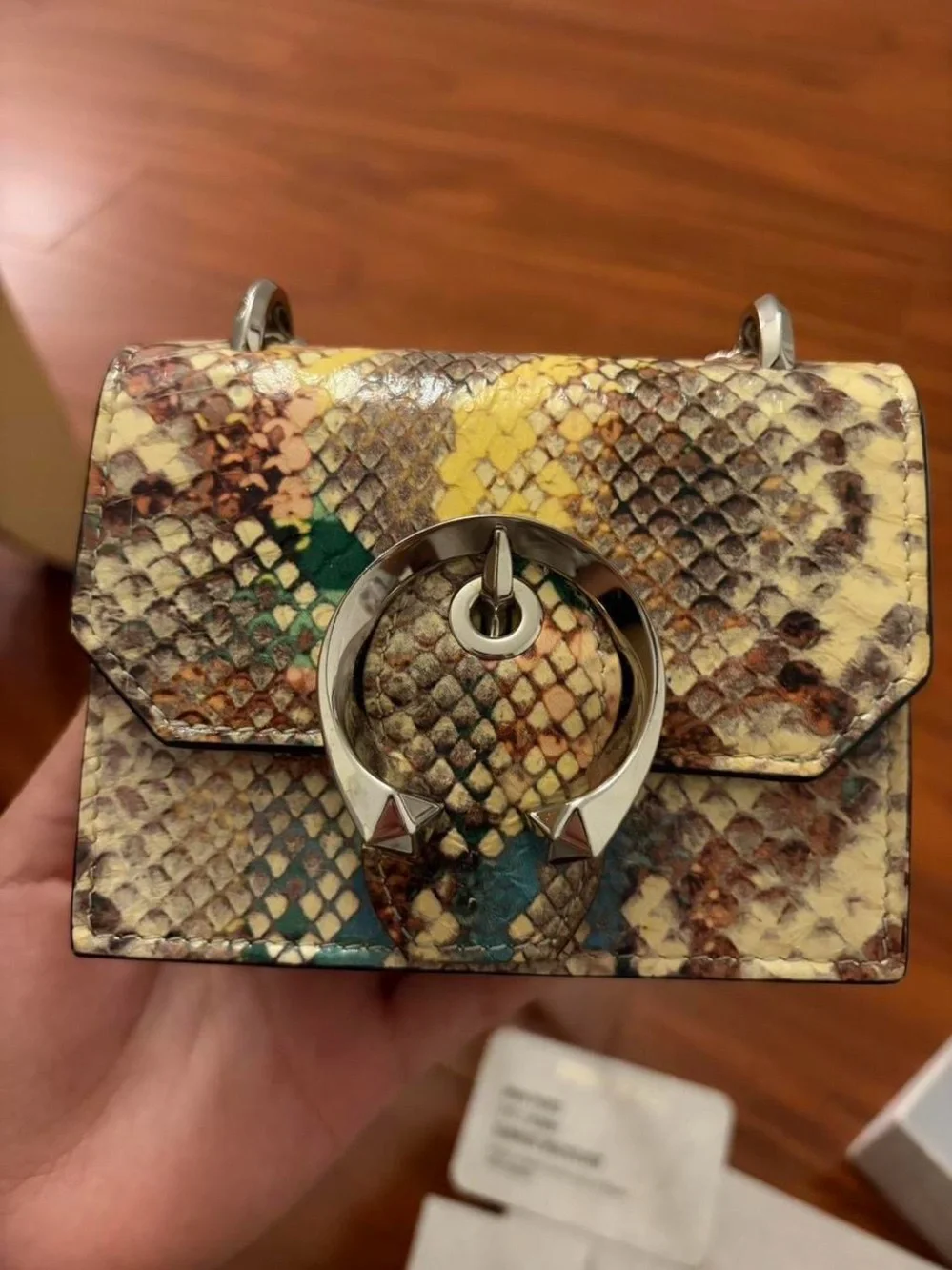 Jimmy Choo Multicolor Snakeskin Shoulder Bag with Silver Ring